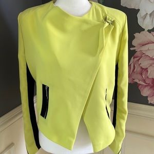 Neon yellow cropped jacket with zipper detail